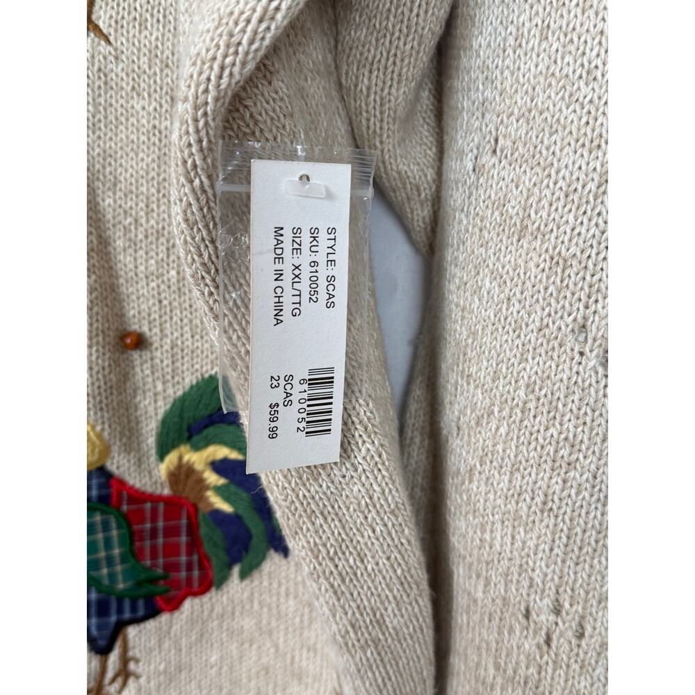 NWT Mandal Bay Rooster Hen Farmhouse Cardigan XXL Linen Cotton Deadstock - Picture 4 of 11